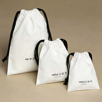 Sac à cordon en coton sergé blanc naturel, logo personnalisé, pochette cadeau en toile écologique, petite pochette pour bijoux, savon, soins de la peau
