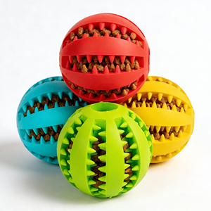 Jouet <span class=keywords><strong>pour</strong></span> chien, balle en caoutchouc souple durable interactive, jouets à mâcher <span class=keywords><strong>pour</strong></span> chiots et chats, distributeur de nourriture <span class=keywords><strong>pour</strong></span> chien, balle de nettoyage des dents, balle d'entraînement IQ - Product Image 4