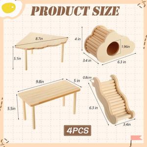 Environmentally Friendly Wooden Chinchillas Toys Set Four Pieces Hidden House Climbing <b>Ladder</b> Bridge Tunnel Platform Toy All - Product Image 2
