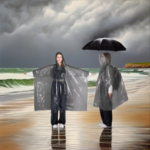 Disposable Lightweight Rainwear for Adults Emergency Hooded PE Rain <strong>Ponchos</strong> Waterproof <strong>Black</strong> <strong>Cape</strong> for Outdoor Use for Girls - Product Image 3