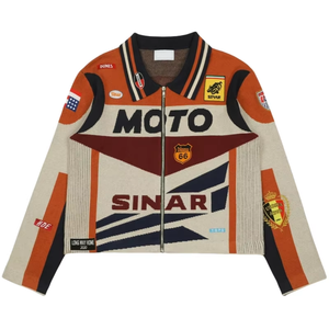 Custom LOGO Sweater Winter Casual Knitwear Zip up Motorcycle <strong>Jumper</strong> Knitted <strong>Graphic</strong> Track Coat Vintage Racing Jacket Sweater Men - Product Image 4