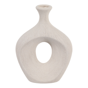 Vaso in Ceramica Ovale con Ritagli, Alto, Moderno, Decorativo per Soggiorno, Camera da Letto, Ufficio, Tavolo d'Appoggio - Product Image 5