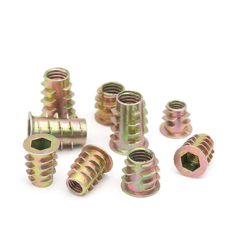 50-100PCS M4 M5 M6 m8 m10 furniture nut Zinc Alloy Thread For Wood Insert Nut Flanged Hex Drive