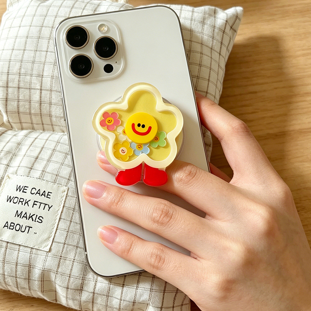 Korean-Style Star-Shaped Acrylic Mobile Phone Grip Magnetic Holder UV Printed MagSafe Compatible Strong Suction Retractable Air