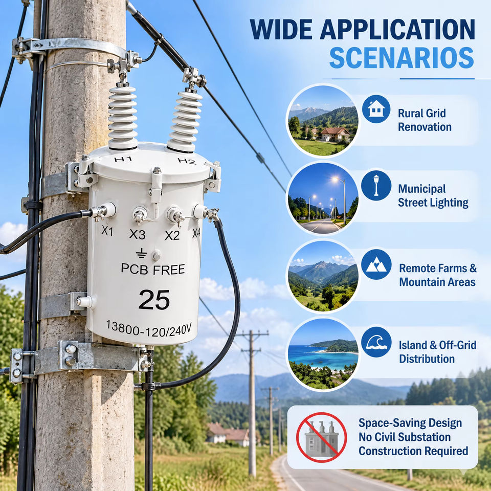 12.47kV Single Phase Pole Mounted Distribution Transformer 480V 120V ...