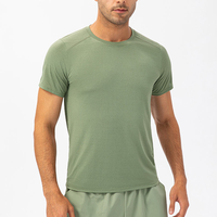 T-shirt de sport léger et uni pour hommes, séchage rapide, en soie glacée, coupe ajustée, pour la course à pied - Vente en gros directe usine