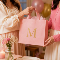 Sac fourre-tout personnalisé Heepack avec initiale, en non-tissé, couleur pastel, monogramme sur mesure, sac cadeau en PP Spunbond, vente en gros OEM