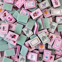 Jeu de tuiles de mahjong américaines en acrylique double couche Winmax, motif floral botanique vintage, vert menthe, pièces de jeu personnalisées, durables
