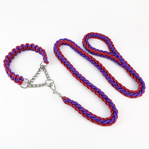 Muestra gratis de alta calidad XL Bull <span class=keywords><strong>Dog</strong></span> Training <span class=keywords><strong>Slip</strong></span> <span class=keywords><strong>Collar</strong></span> y correa Set Durable Nylon Trenzado Cuerda <span class=keywords><strong>Collar</strong></span> y correa - Product Image 4