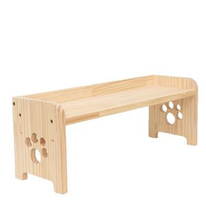 Support de gamelle pour animaux de compagnie en bois massif, hauteur réglable, pour chats et chiens, protection de la colonne cervicale, table d'alimentation avec motif de patte - Product Image 5