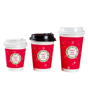 4oz/8oz/12oz/16oz/20oz Double Wall Hot Disposable Coffee Cup Paper With Lid Logo Printed Disposable Paper Coffee Cups