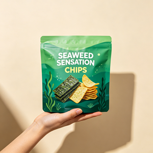 Sac à fond plat personnalisé imprimé, idéal pour l'emballage de chips, de snacks et de noix – Offre Spéciale - Product Image 1