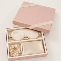 Ensemble 100% pure soie de mûrier, taie d'oreiller et masque de nuit en soie brodée sur mesure, et chouchou en soie.