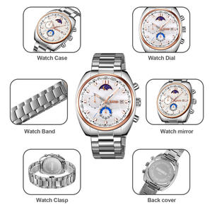 Reloj SKMEI 9325 para Hombre, Deportivo, Cuadrado, de Lujo, Estilo Antiguo, de Negocios, Luminoso, de Cuarzo, Acero Inoxidable, Analógico, con Fase Lunar, Fecha y Cronógrafo - Product Image 3