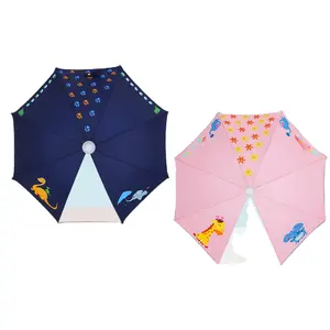 Guarda-chuva infantil vintage, caixa de plástico transparente para jardim de infância, escola primária, desenho animado, manual para crianças, novidade