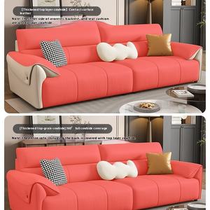 ชุดโซฟาหนังติดห้องนั่งเล่นสไตล์โมเดิร์นแบบมินิมอลลิสสำหรับใช้ในห้องนั่งเล่นทำจากหนังวัวแท้น้ำหนักเบาหรูหรา<span class=keywords><strong>แถว</strong></span>ตรงสามที่นั่งใหม่2025 - Product Image 4