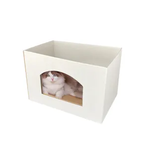 C4P Wholesale cat house box sleeping other pet toys carton box for Indoor Cats Rabbit,Small Animals,Small Pets