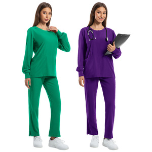Unisex Long Sleeve Scrub Set Moisture Wicking Split Design Hospital Uniforms - Product Image 5