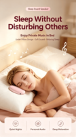 Appareil de relaxation à bruit blanc ultra-mince en forme d'oreiller pour haut-parleur de sommeil V5.3, autonomie de 5 à 10 heures pour le repos nocturne et l'atténuation du stress
