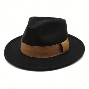 Sombrero Fedora de Ala Ancha de Fieltro de Lana Sintética de Lujo y Alta Calidad, Nuevo Modelo Otoño Invierno 2021 para Hombre - Product Image 3