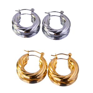 Pendientes de joyería clásica, nuevo diseño, acero inoxidable 316L de alta calidad, pendientes CC geométricos chapados en oro de 18 quilates para mujer - Product Image 1