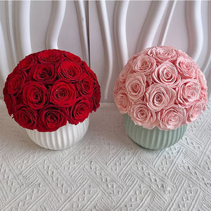 Vase classique en céramique Venise <span class=keywords><strong>Lego</strong></span> en travertin déchiré au design futuriste avec rose séchée conservée pour toujours pour la décoration <span class=keywords><strong>de</strong></span> la pièce maîtresse - Product Image 1