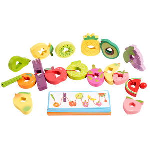 Juego de Enhebrar Cuentas de <span class=keywords><strong>Madera</strong></span> Educativo Montessori para Preescolares: Gusanos Comen Frutas, Combinación de Colores y Formas, para Niños de 5 a 7 Años - Product Image 5