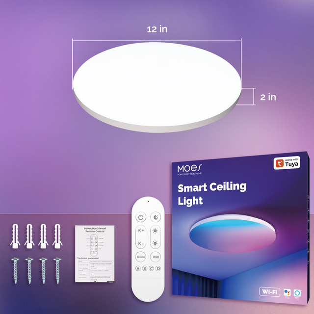 3000K/4000K/6000K Indoor Home Ultra Thin Round RGB Smart Mounted Bedroom Led Ceiling Light Remote Control Dimmable Ceil Lamp
