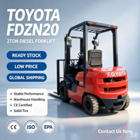 Chariot élévateur diesel Toyota FDZN20 d'occasion en promotion avec moteur 1DZ-II d'origine, capacité de levage de conteneurs d'entrepôt de 2 tonnes, certifié CE
