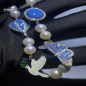 Nouveau collier pendentif en perles pour femmes personnalisé avec des motifs de colombe et de papillon, certification IGI/GAI, diamants ronds cultivés en laboratoire - Product Image 5