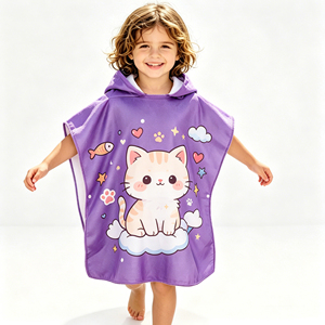 Asciugamano a mantella per bambini da 2 a 10 anni, con stampa a cartoni animati, ad asciugatura rapida, in microfibra assorbente, ideale per la <span class=keywords><strong>spiaggia</strong></span>. - Product Image 1