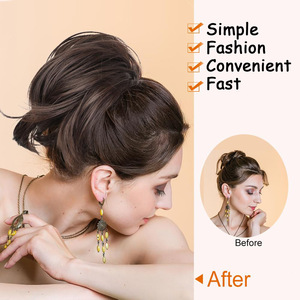 Perruques synthétiques pour femmes en gros avec pinces à griffes anneaux de <span class=keywords><strong>cheveux</strong></span> de queue de poulet en désordre beignet petits pains perruques <span class=keywords><strong>chignon</strong></span> des usines - Product Image 2
