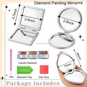 Diamond Painting Carry On piccolo specchio per la borsa e il modello di <span class=keywords><strong>Mandala</strong></span> da viaggio per il trucco portatile diamante pittura specchio per adulti - Product Image 6