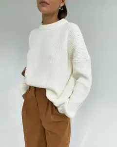 2023 New Arrival Mùa Thu Mùa Đông Dành Cho Người Lớn Áo Len Áo Thun Jumper Dệt Kim Tops Rắn Màu Sắc Trang Phục Phụ Nữ Bé Áo Len Mùa Đông