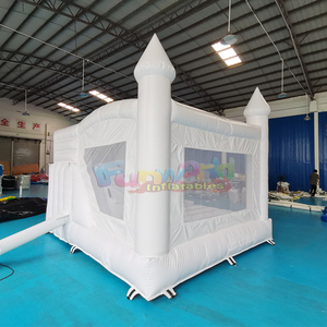 Commercial white wedding bounce house with a slide <b>inflatable</b> bouncy castle combo bouncer - Product Image 5