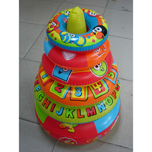<b>Inflatable</b> Stackable Rings Toy With Numbers Letters And Animals For Infants And Toddlers 0 3 Years Old PVC Material - Product Image 1