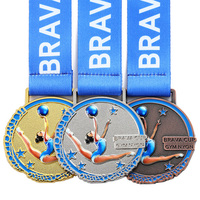 Médaille de gymnastique rythmique or/argent/bronze, pulvérisation 3D couleur, médaille sportive en métal personnalisée pour les compétitions de gymnastique et les cadeaux pour athlètes