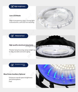 Projecteurs LED UFO pour entrepôts, usines et salles de sport, lumière bleue et blanche, sans scintillement, haute efficacité 130lm 150lm - Product Image 2