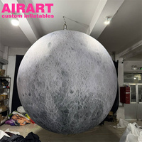 Décoration de fête de club, modèle de lune et de planète gonflables, ballon gonflable lune et étoile avec lumières LED à vendre