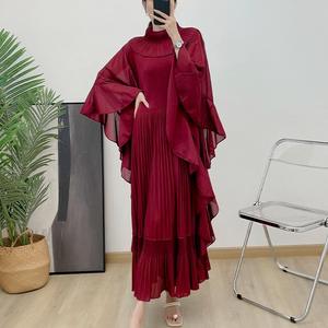 Elegante Abito Primaverile Stile Occidentale Asiatico per Donna, Moda Avanguardista con Balze e Arricciature, Lunghezza a Terra per Occasioni Diurne - Product Image 2