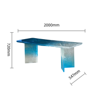 JingYue Table de luxe transparente personnalisée en résine dégradée mobilier artisanal pour espaces commerciaux hôtels salons