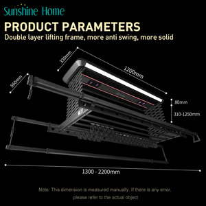 Sunshine Home Smart <b>Ceiling</b> Clothes Drying Rack With 6 Blowers Remote Control Metal Design For Indoor Use - Product Image 3