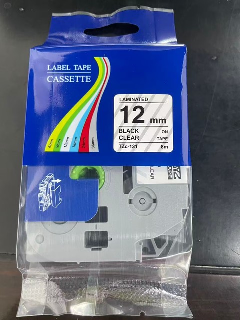 10x label tape cassette for Brother Label Maker 12mm Black on Clear TZC-131 8m