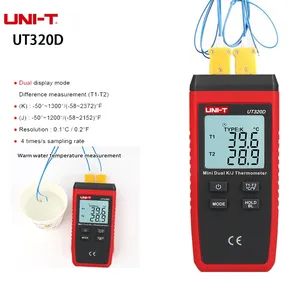Termómetro Digital Portátil HEDAO UT320AD, Mini Termopar de Doble Contacto K/J, Medidor de Alta Temperatura, Función de Retención de Datos, -50 a 1200 °C/F, OEM - Product Image 2