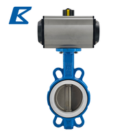 Vanne papillon à disques en fonte ductile avec revêtement PTFE pneumatique pour la régulation de la corrosion des conduites industrielles