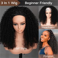 Ventes chaudes Demi-perruque Afro Bouclée crépue Cheveux humains Perruques faites à la machine avec cordon de serrage Sans dentelle pour femmes noires