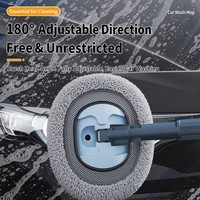 Brosse de lavage de voiture à long manche, design incurvé à 15 degrés, tête de balai en chenille à portée étendue, balai de nettoyage auto sans rayures