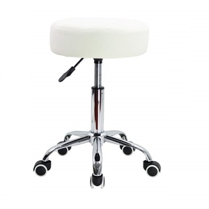 White <strong>Height</strong> <strong>Adjustable</strong> Bar Chair Salon <strong>Stool</strong> Chair Swivel Rolling Office <strong>Stool</strong> With Wheels - Product Image 1