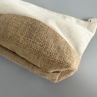 Pochette de maquillage en toile de coton naturel et jute, avec doublure en PE et dragonne, pour cosmétiques et soins de la peau bio, idéale pour le quotidien