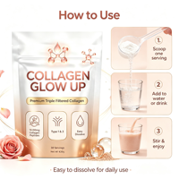 Poudre de collagène Private Label pour l'éclat de la peau, peptides de collagène bovin hydrolysés de types 1 et 3, matière première pour suppléments de beauté OEM ODM